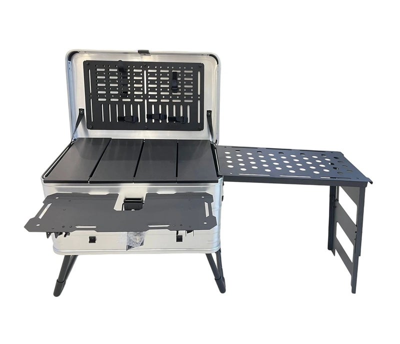 Rock Portable Foldable Camping Table Multi Storage Box 50L with One Side Table - Image 1