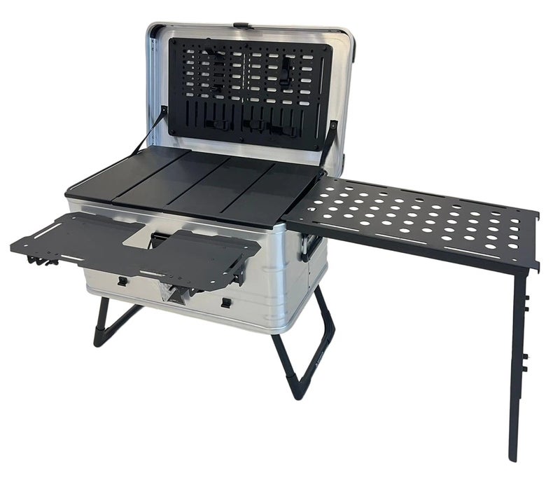 Rock Portable Foldable Camping Table Multi Storage Box 50L with One Side Table - Image 2