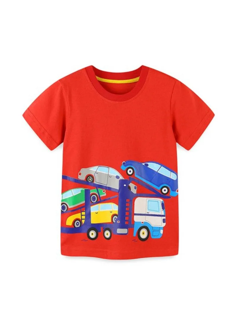 YUNIQEE Red Graphic Printed Round Neck T-shirt