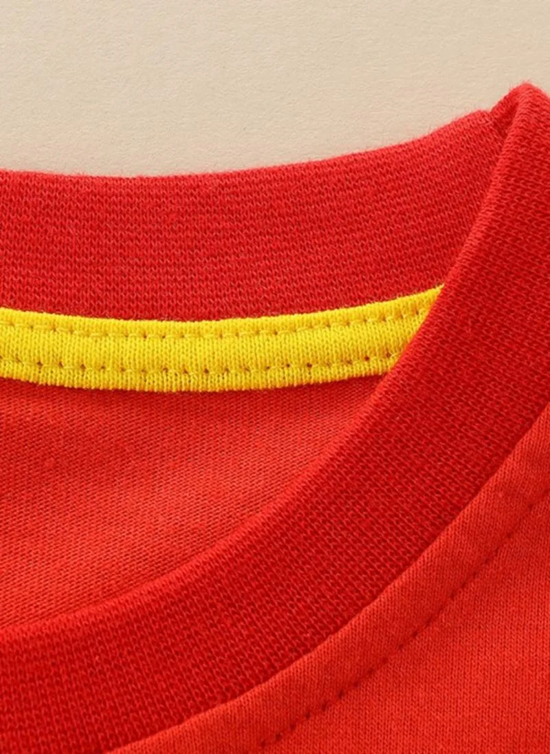 YUNIQEE Red Graphic Printed Round Neck T-shirt