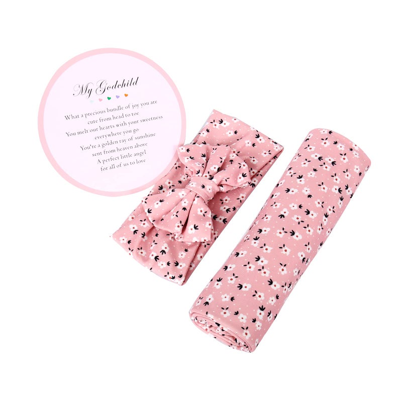 Galabloomer Receiving Blanket Headband Set Flower Print Baby Swaddle Blankets - Image 4
