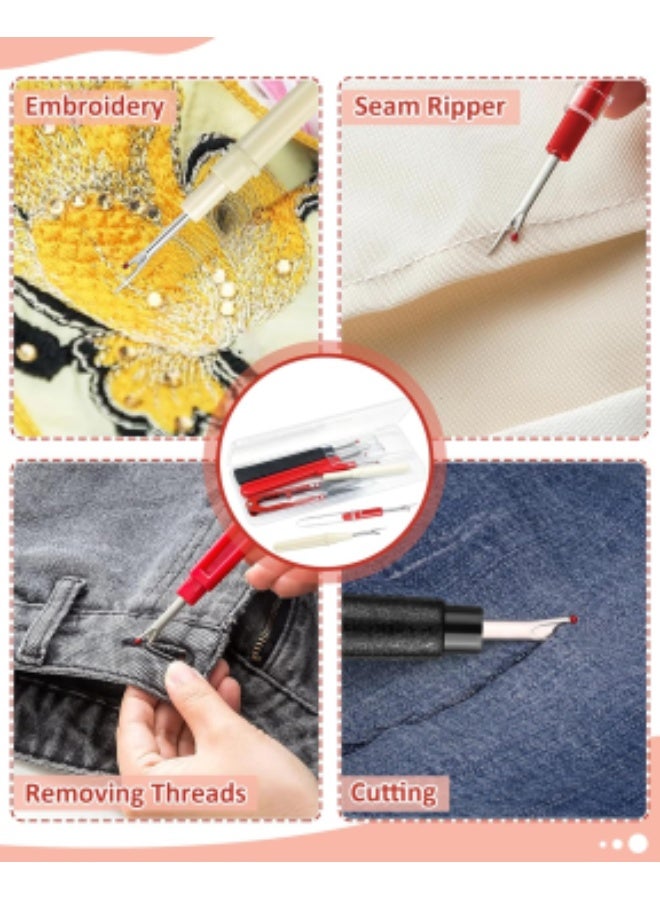 Seam Rippers for Sewing – 2 Big and 2 Small Stitch Remover Tools, Thread Ripper, Embroidery Removal Tool with Thread Snips - Image 2