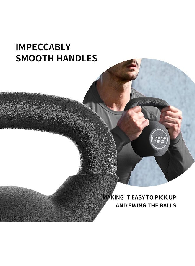 PROIRON Neoprene Coated Kettlebell Weights Solid Cast Iron Kettlebell, Strength Training Kettlebells for Weightlifting, Conditioning, Strength & Core Training - 16KG - Image 2