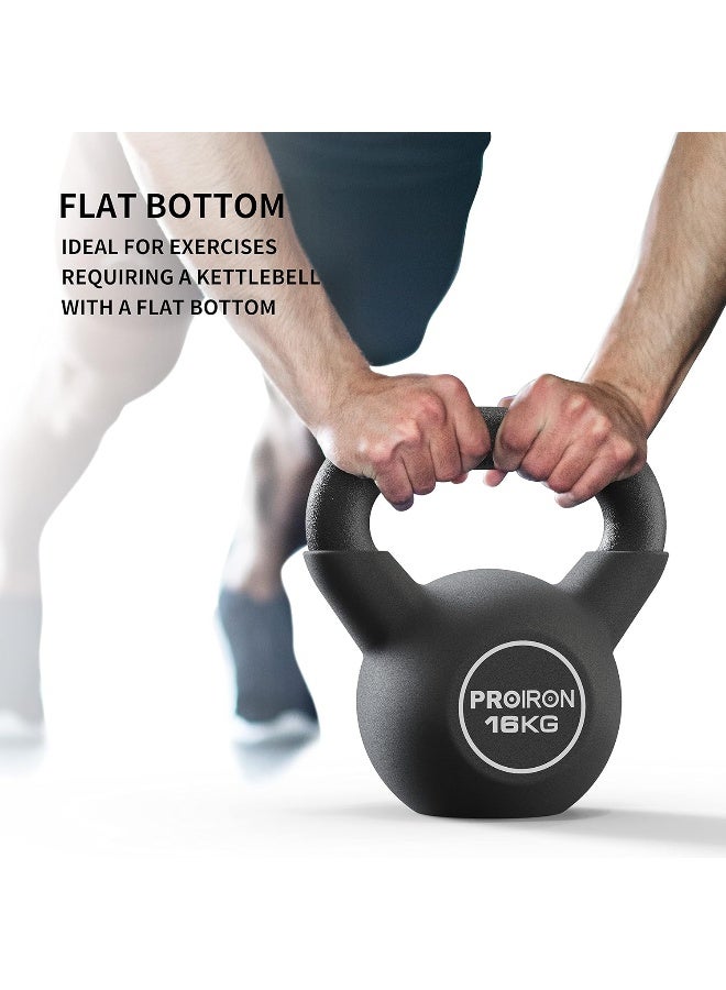 PROIRON Neoprene Coated Kettlebell Weights Solid Cast Iron Kettlebell, Strength Training Kettlebells for Weightlifting, Conditioning, Strength & Core Training - 16KG - Image 3