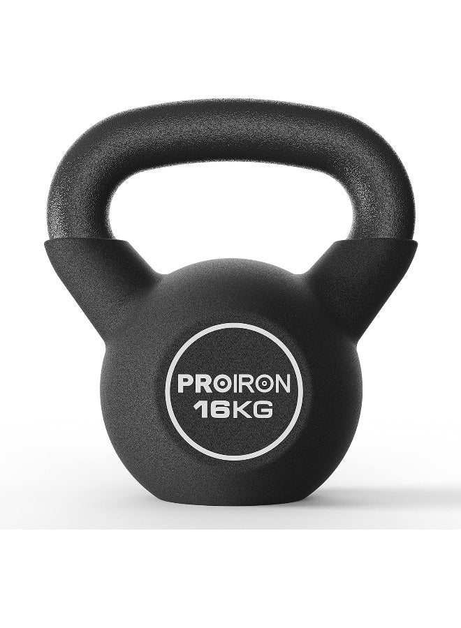 PROIRON Neoprene Coated Kettlebell Weights Solid Cast Iron Kettlebell, Strength Training Kettlebells for Weightlifting, Conditioning, Strength & Core Training - 16KG - Image 1