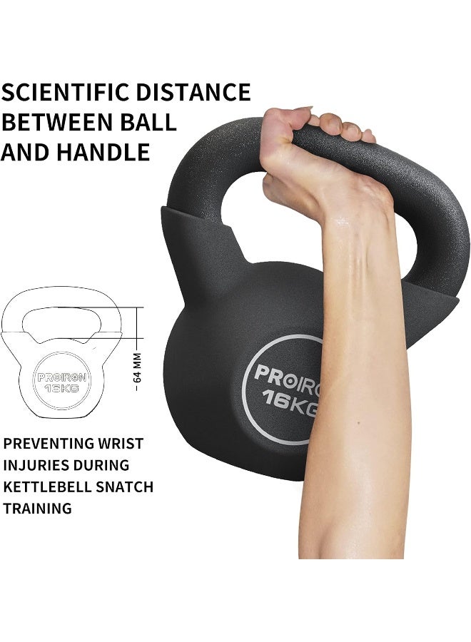 PROIRON Neoprene Coated Kettlebell Weights Solid Cast Iron Kettlebell, Strength Training Kettlebells for Weightlifting, Conditioning, Strength & Core Training - 16KG - Image 4