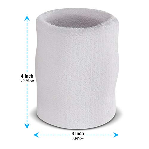 Suddora Arm Sweatbands, Absorbent and Breathable Thick Cotton Bands for Working Out, Gymnastics, Basketball, Tennis, and Football, Multiuse 4-inch Wristbands for Costumes and Cosplay, White - Image 4