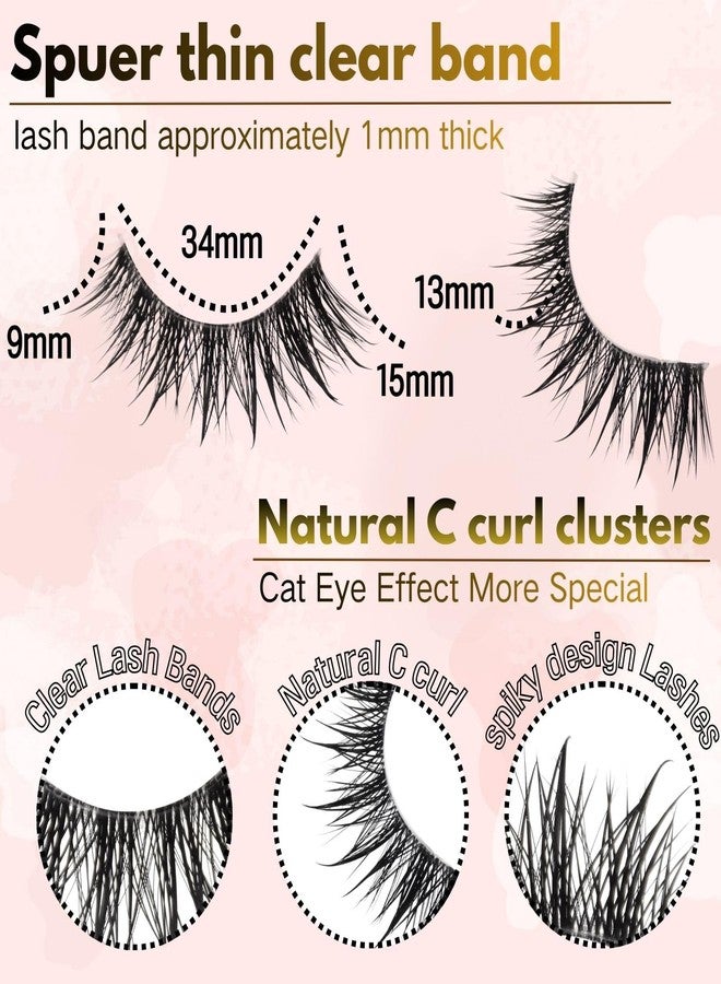 Augenli False Eyelashes Cat Eye Dramatic False Eyelashes Wet Look C-curl 16mm Long Anime Lashes Strips Spiky Style Manhwa Lashes Cosplay Eyelashes 10Pairs (AL03) - Image 3