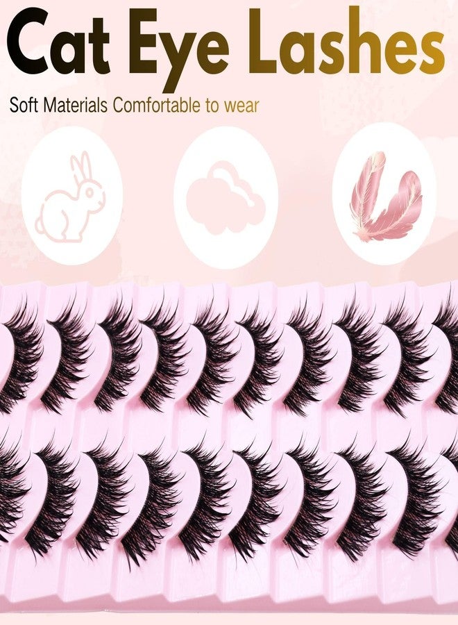 Augenli False Eyelashes Cat Eye Dramatic False Eyelashes Wet Look C-curl 16mm Long Anime Lashes Strips Spiky Style Manhwa Lashes Cosplay Eyelashes 10Pairs (AL03) - Image 2