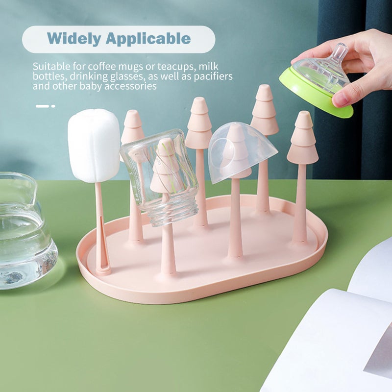 Blue Cup Drying Rack 6-Capacity With Drain Tray - Non-slip Rubber Head Glass Holder for Kitchen Countertop Storage - Image 4