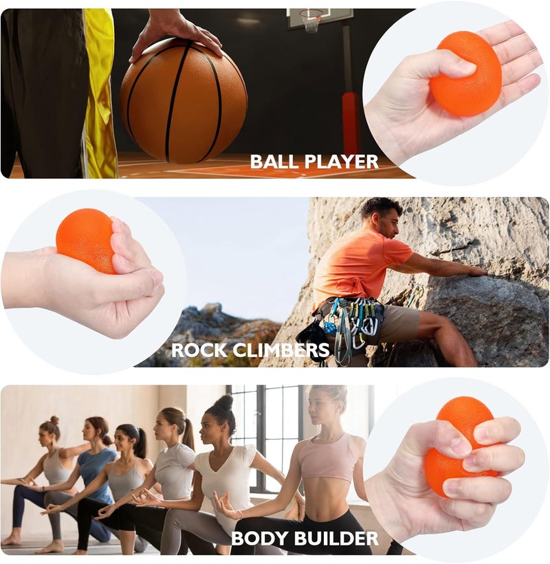 Peradix Hand Grip Strength Trainer, Stress Relief Ball, Wrist Rehab Therapy Hand Grip Equipment Ball Squishy Tools - Set of 3 Finger Resistance Exercise Squeezer - Image 5