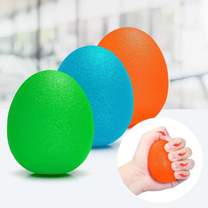 Peradix Hand Grip Strength Trainer, Stress Relief Ball, Wrist Rehab Therapy Hand Grip Equipment Ball Squishy Tools - Set of 3 Finger Resistance Exercise Squeezer - Image 1