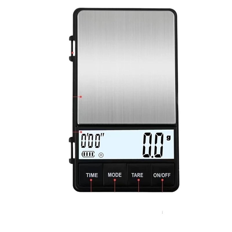Electronic Scale, 1000X0.1g Pocket Small Coffee Scale Stainless Steel Electronic with Timer Function Portable LCD Digital Espresso,for Meal Prep, Baking and Cooking - Image 3