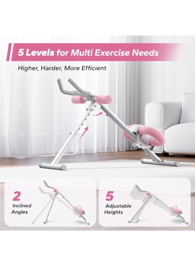 WALALLA Height Adjustable Ab Trainer Machine, Foldable Abdominal Trainers, Exercise Bench, Press Gym Equipmen, Fitness Equipment with Display Screen, Knee Protection for Home Gym Core Strength Trainer - Image 2