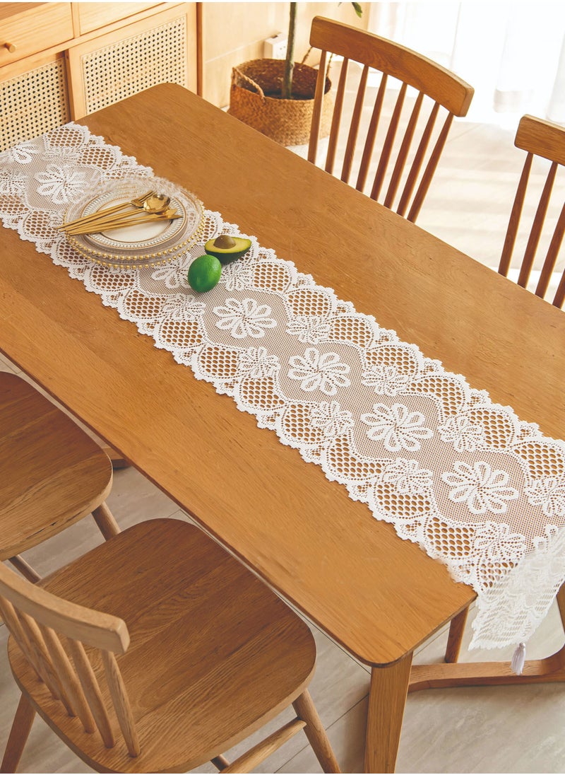 Generic Hollow Lace Table Runner White 182x 33 cm  - Image 1