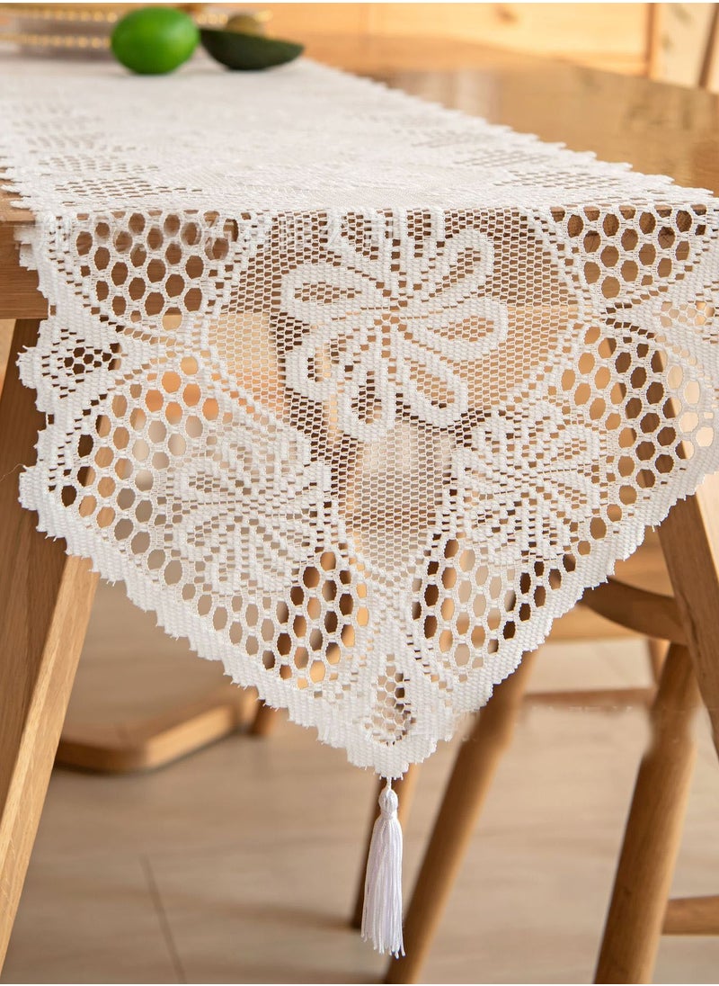 Generic Hollow Lace Table Runner White 182x 33 cm  - Image 2