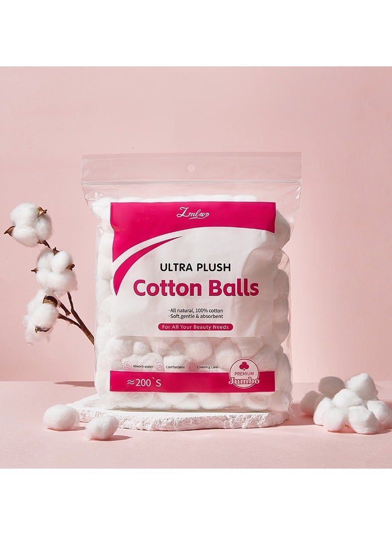 LMLTOP Disposable 100% Natural Cotton Balls Soft High Absorbent Medical 100pcs Organic Cotton Pads for Makeup Nail Polish Removal - Image 1