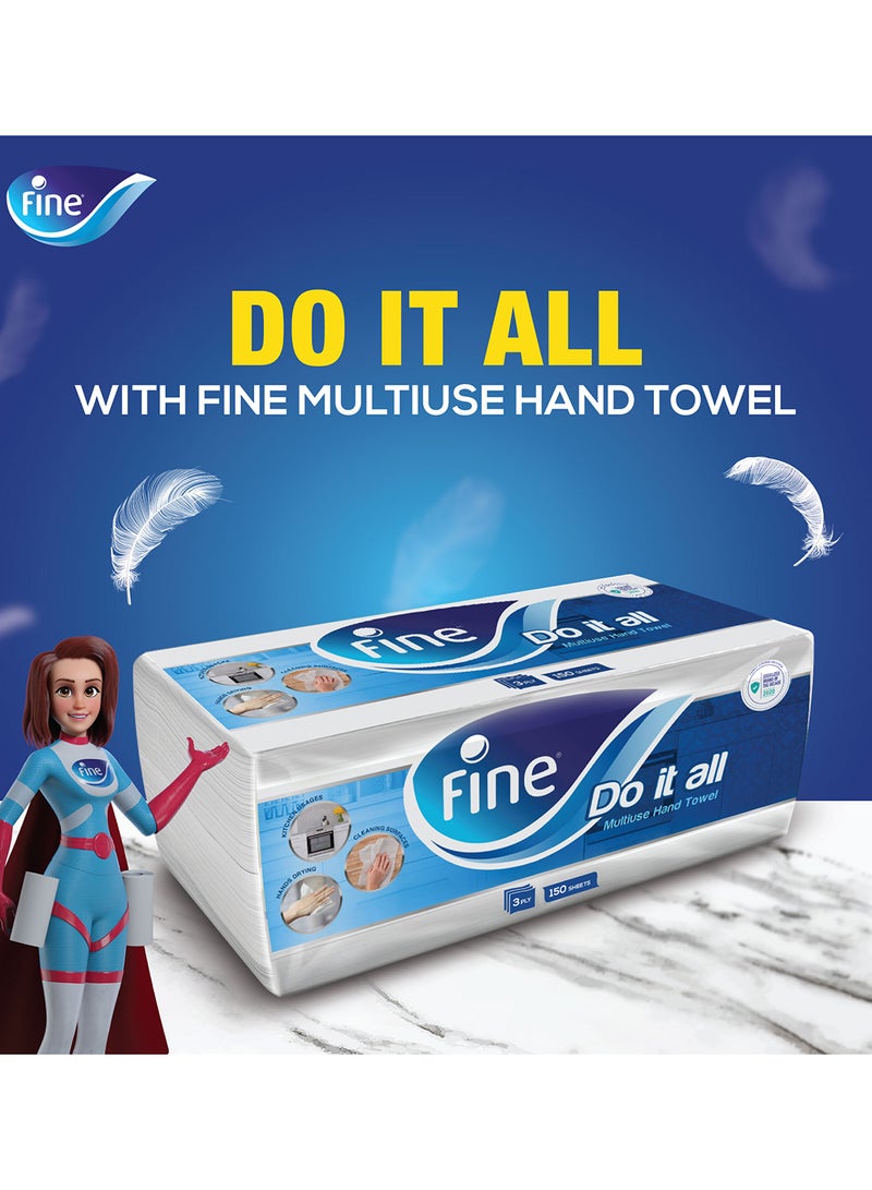 Fine منشفة مطبخ يد 20 عبوة × 2 طبقة × 150 ورقة حزمة عائلية متعددة الاستخدامات - Image 2