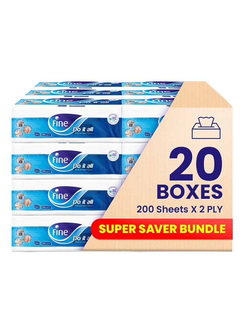 Fine منشفة مطبخ يد 20 عبوة × 2 طبقة × 150 ورقة حزمة عائلية متعددة الاستخدامات - Image 1