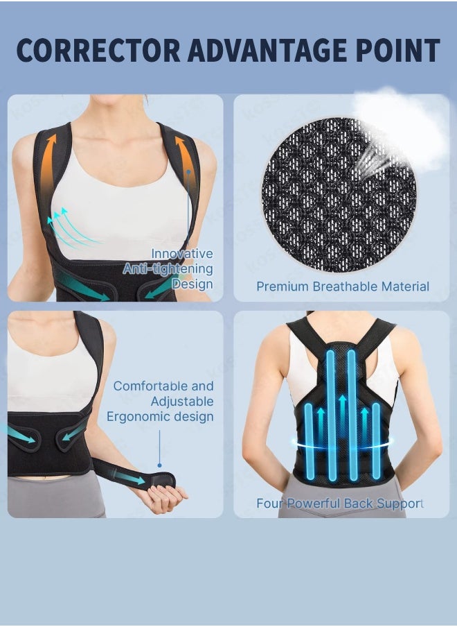 Back Brace, Posture Corrector for Women and Men, Back Straightener Posture Corrector Scoliosis and Hunchback Correction Back Pain Spine Corrector Support, Adjustable Posture Trainer