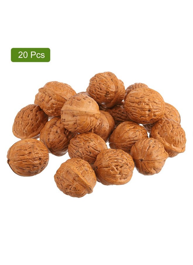 uxcell uxcell 20pcs Fake Walnut, Artificial Lifelike Walnut Decoration Fake Fruit Model for Photography Prop Kitchen Decoration, Brown  - Image 3