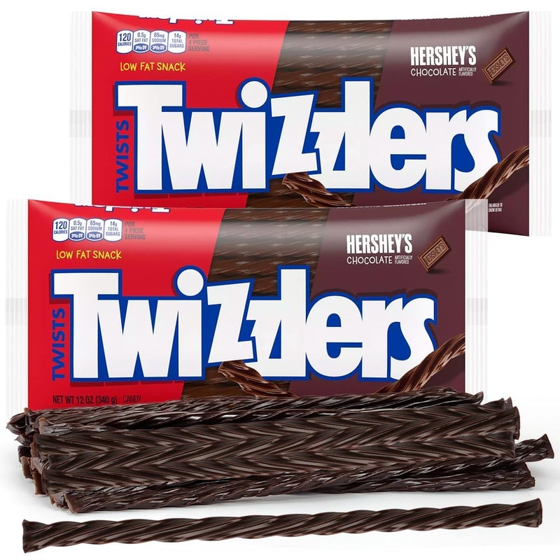 Twizzlers لولبيات بنكهة الشوكولاتة - عبوة من 2-12 أونصة - وجبات خفيفة منخفضة الدهون - ممتعة للمشاركة - حلوى كلاسيكية لجميع أفراد الأسرة - Image 4