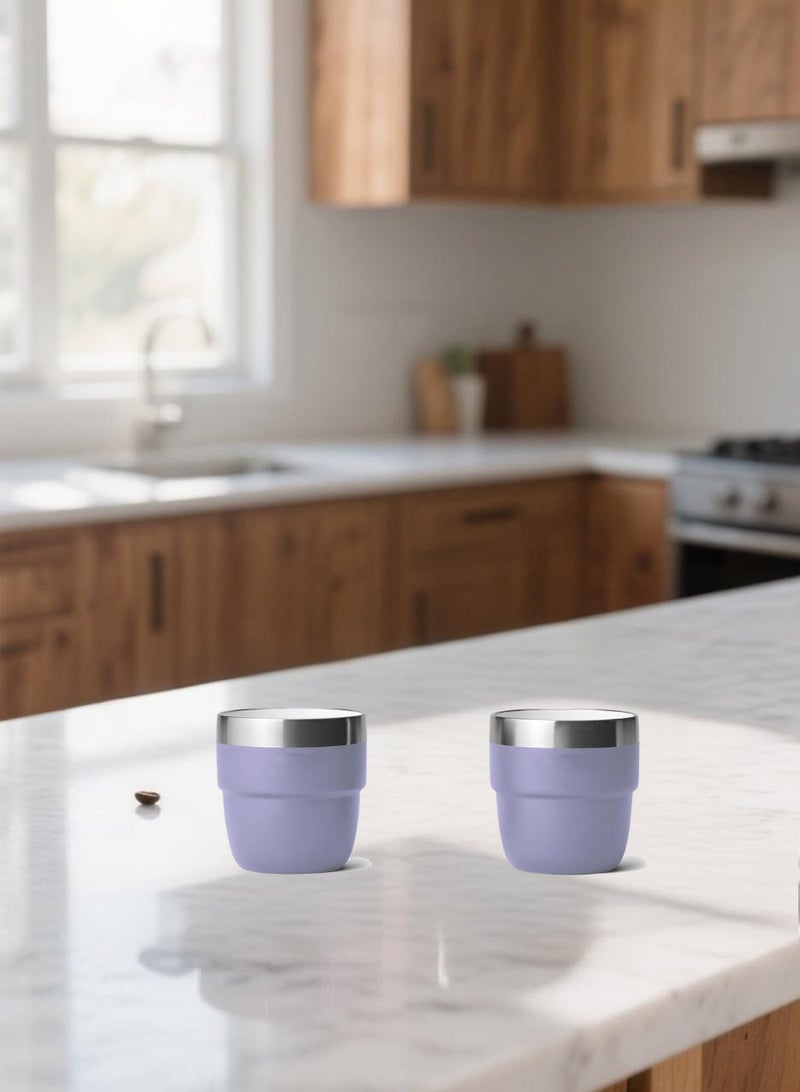 LENND 2 Pack Coffee Cup , Stainless Steel, Vacuum Insulated Espress 120ml Stackable Cup - Image 5