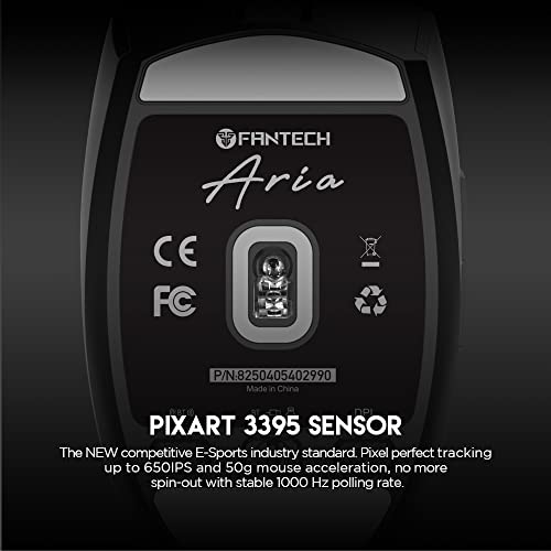 FANTECH ARIA XD7 Wireless Gaming Mouse Pixart 3395 Gaming Sensor 26000 DPI, HUANO Switches, Super Lightweight 59 Grams and Ambidextrous Egg Shape, 3 Mode Connectivity, Black - Image 3