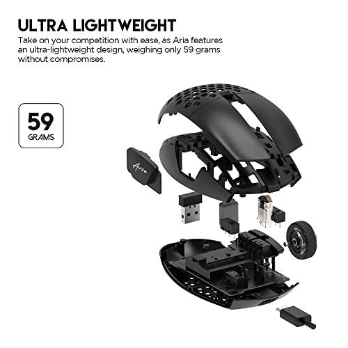 FANTECH ARIA XD7 Wireless Gaming Mouse Pixart 3395 Gaming Sensor 26000 DPI, HUANO Switches, Super Lightweight 59 Grams and Ambidextrous Egg Shape, 3 Mode Connectivity, Black - Image 2