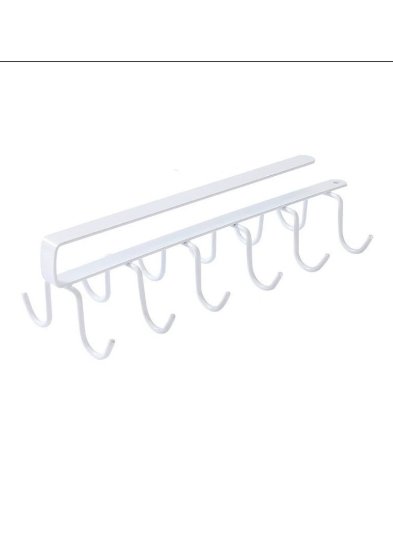 4Pcs Iron 12 Hooks Storage Shelf Wardrobe Cabinet Metal Under Shelves Mug Cup Hanger Bathroom Kitchen Organizer Rack Holder [2White+2black] - Image 2