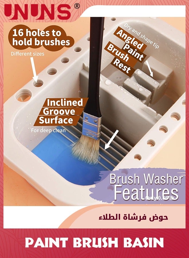 UNUNS Paint Brush Basin,Multi-Use Paint Brush Basin With Brushes Holder,Paint Brush Cleaner For Watercolor,Oil Painting And Water-Based Paints - Image 3
