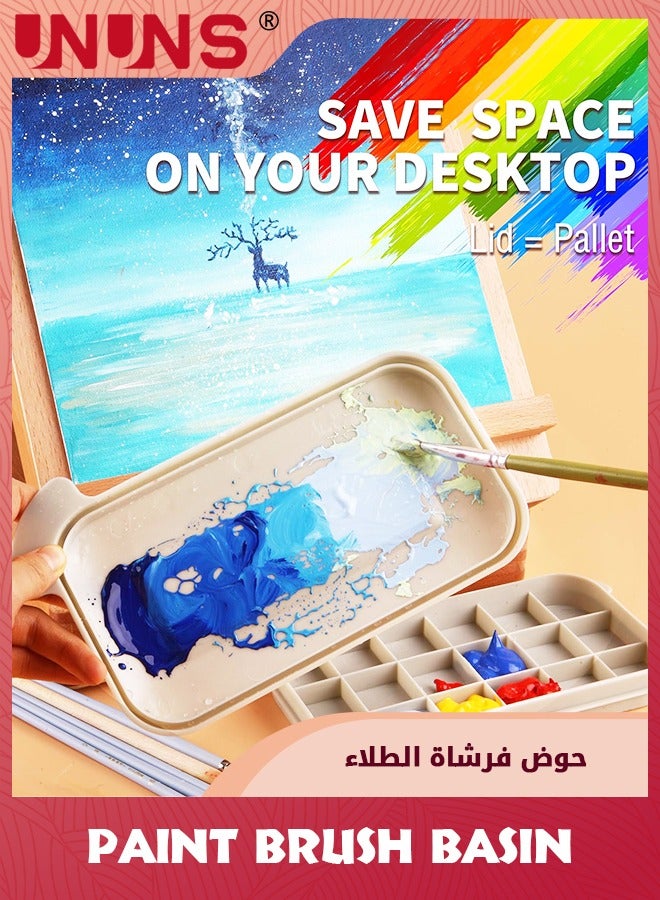 UNUNS Paint Brush Basin,Multi-Use Paint Brush Basin With Brushes Holder,Paint Brush Cleaner For Watercolor,Oil Painting And Water-Based Paints - Image 5