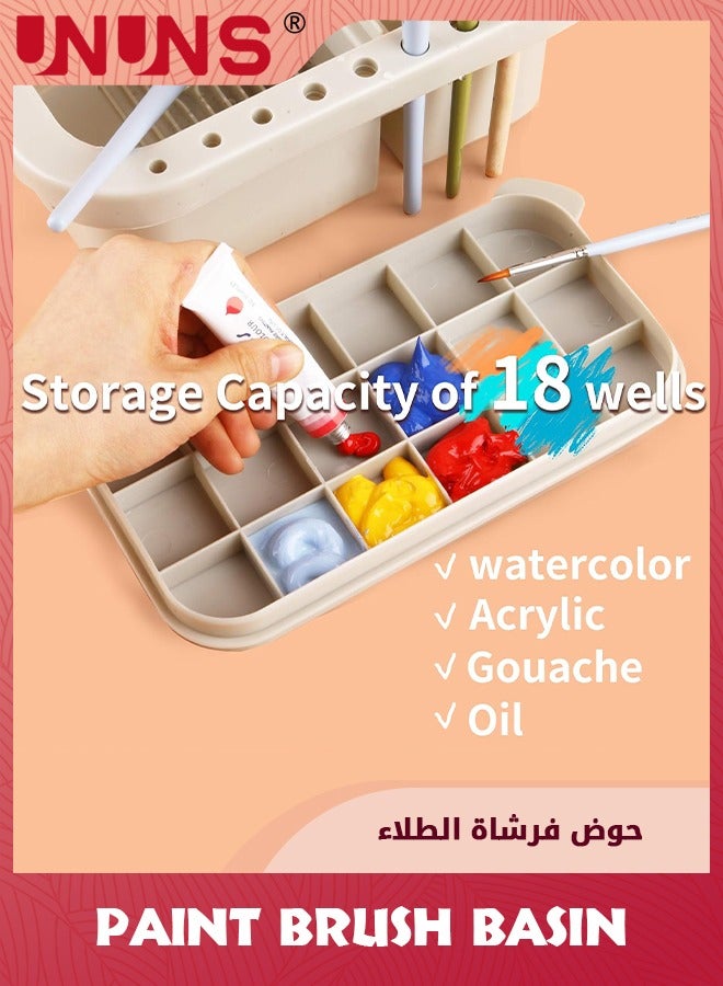 UNUNS Paint Brush Basin,Multi-Use Paint Brush Basin With Brushes Holder,Paint Brush Cleaner For Watercolor,Oil Painting And Water-Based Paints - Image 4