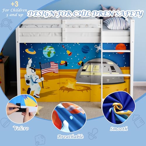 YRDKB Astronaut Bunk Bed Curtains - 45H Premium and Customizable Cartoon Loft Bed Curtains for Children to Enhance The Imaginative Creation Bedroom Curtains(3PCS,Full) - Image 4
