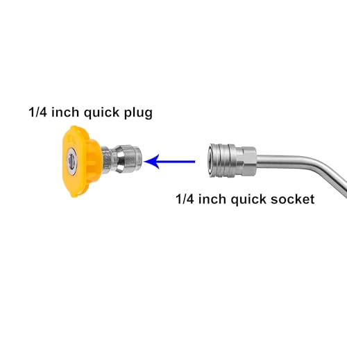 FIXFANS Pressure Washer Wand, 45 Degree Curved High Pressure Power Washer Extension Wand with 5 Spray Nozzles, 1/4 Inch Quick Connect Undercarriage and Gutter Cleaner Attachment, 15 Inch - Image 2
