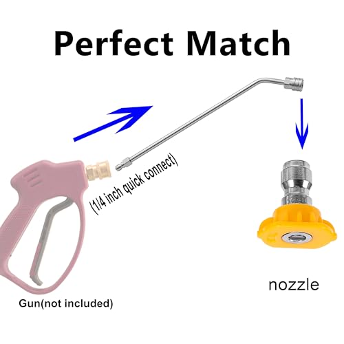 FIXFANS Pressure Washer Wand, 45 Degree Curved High Pressure Power Washer Extension Wand with 5 Spray Nozzles, 1/4 Inch Quick Connect Undercarriage and Gutter Cleaner Attachment, 15 Inch - Image 3
