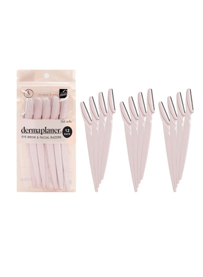 Kitsch Dermaplane Facial Razors for Women & Men, Eyebrow Trimmer & Exfoliator, pink, 12 Pcs - Image 2
