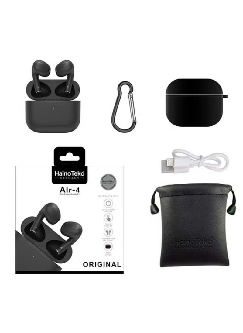 Haino Teko - Air 4 Wireless Bluetooth Earbuds with Touch Control, HiFi Stereo Sound, Deep Bass, Noise Isolation, and Long Battery Life – In-Ear TWS Earphones with Charging Case – Compatible with iPhone, Android, Tablets, Laptops & All Bluetooth Devices - Image 1
