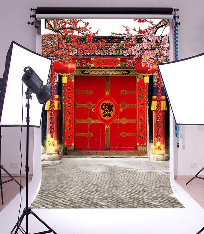 Laeacco 3x5ft Vinyl Photography Backdrop Chinese Classical Theme Spring Festival Scene Photo Background Studio Props for New Year Family Decoration - Image 2