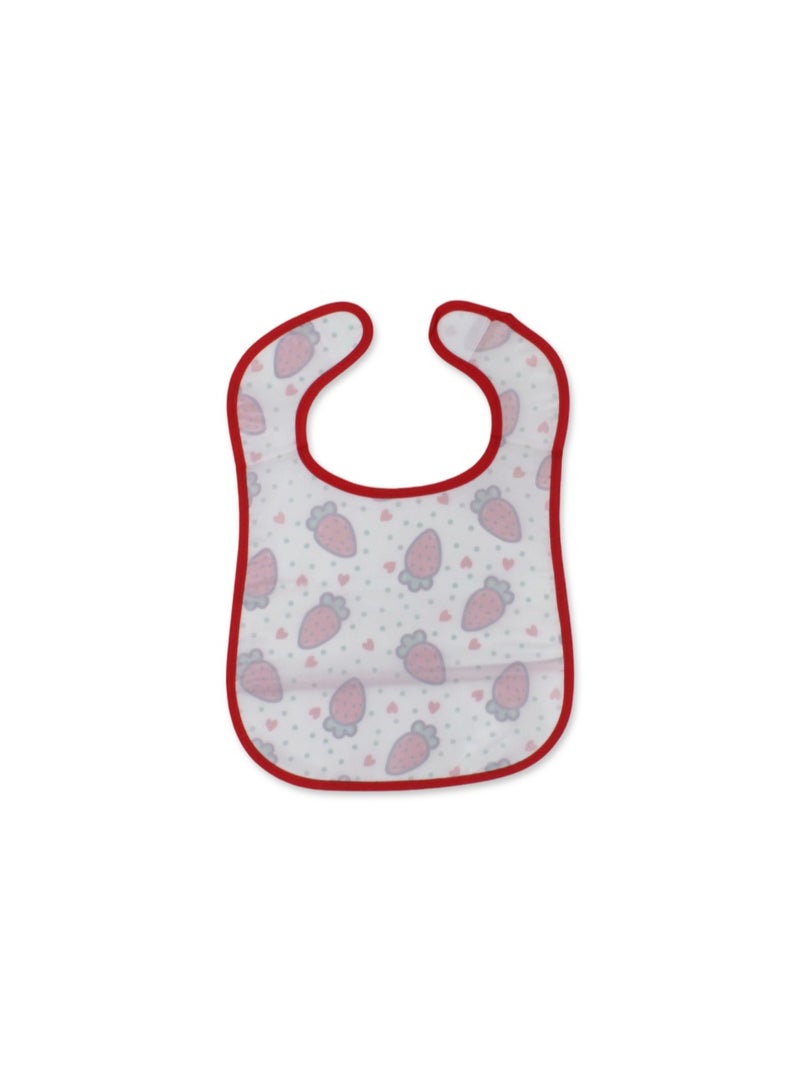 La Frutta PVC Baby Bib with Pocket – Strawberry Print - Image 2