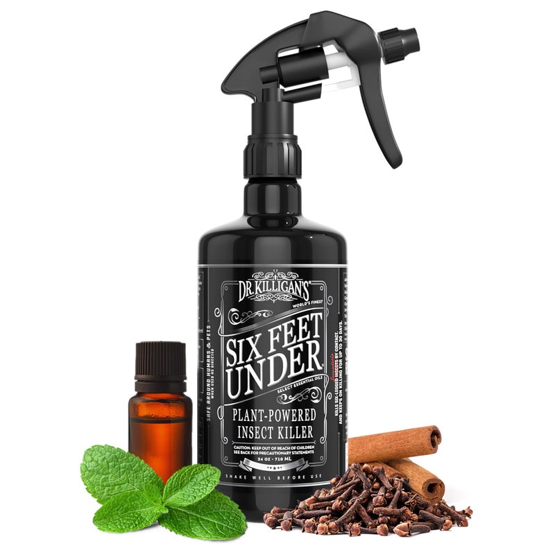 Dr. Killigan's Six Feet Under Plant Powered Insect Killer Spray | Indoor Natural Pest Control | Fleas, Pantry & Clothing Moths, Ants, & Cockroaches | Family Friendly, Pet Safe (24 oz) - Image 1