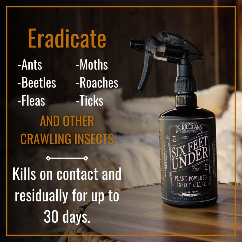 Dr. Killigan's Six Feet Under Plant Powered Insect Killer Spray | Indoor Natural Pest Control | Fleas, Pantry & Clothing Moths, Ants, & Cockroaches | Family Friendly, Pet Safe (24 oz) - Image 3