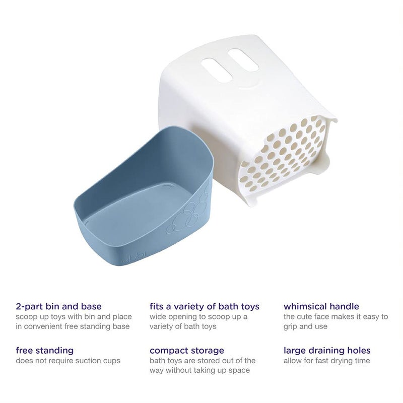 Ubbi Stand Up Bath Toy Storage Organizer, Bath Caddy with Removable Drying Rack Bin for Toddlers and Baby, Cloudy Blue - Image 3