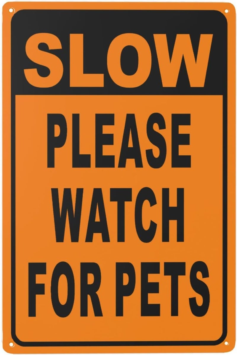 JACKGOLD Slow - Please Watch for Pets Yard Sign 12×8 in, Sturdy Aluminum Lawn Rust Free,Slow Down, Dogs At Play, Protected Street Caution Yard Signs - Image 1