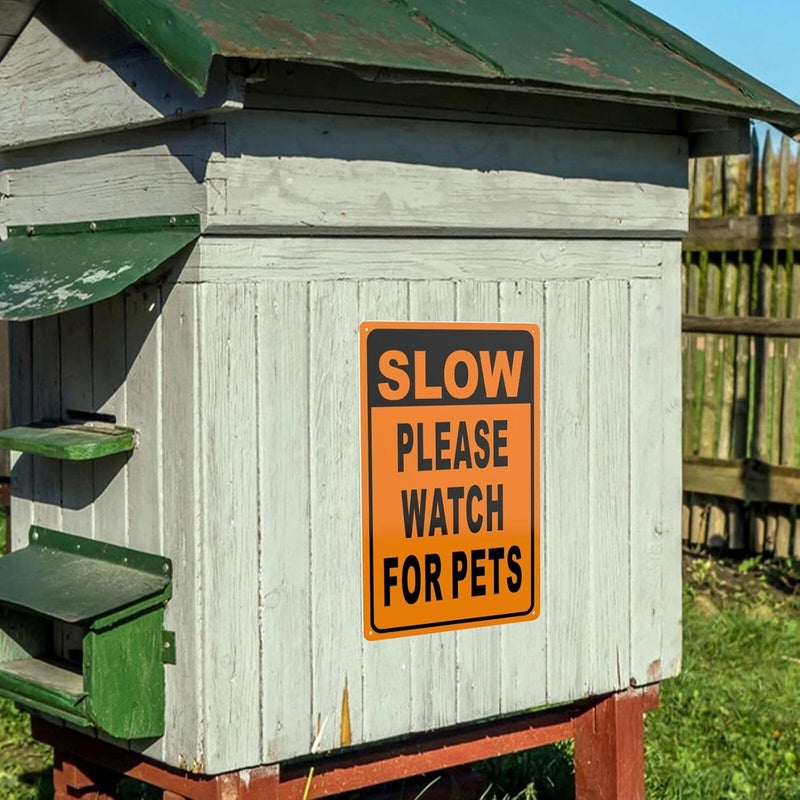 JACKGOLD Slow - Please Watch for Pets Yard Sign 12×8 in, Sturdy Aluminum Lawn Rust Free,Slow Down, Dogs At Play, Protected Street Caution Yard Signs - Image 5