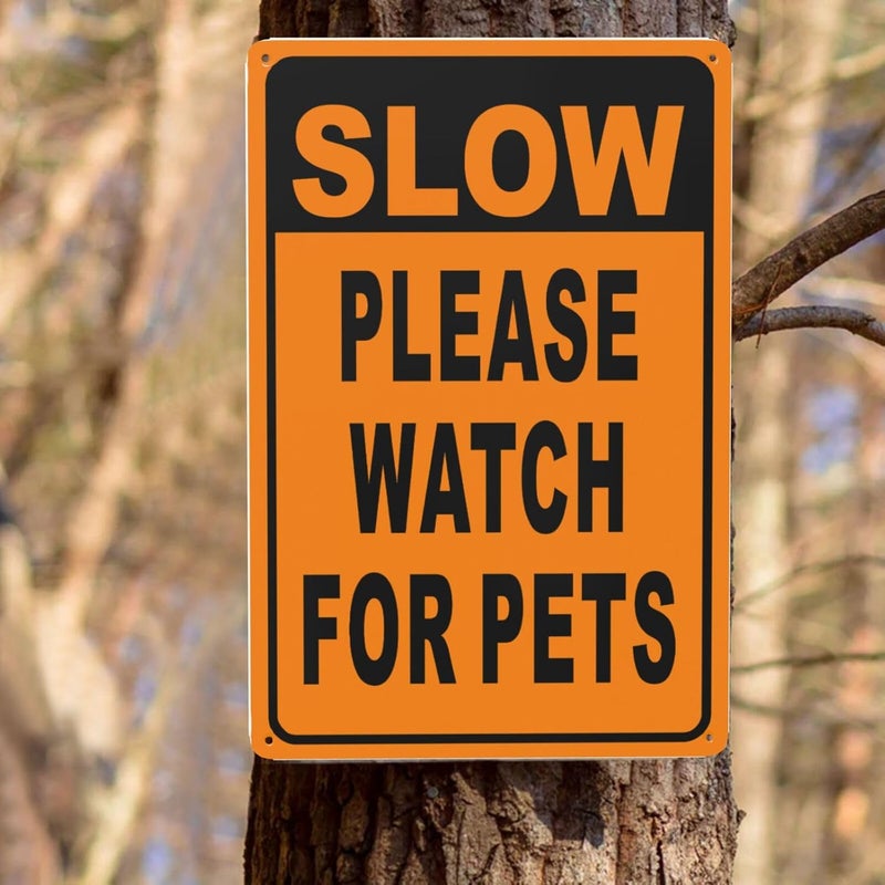 JACKGOLD Slow - Please Watch for Pets Yard Sign 12×8 in, Sturdy Aluminum Lawn Rust Free,Slow Down, Dogs At Play, Protected Street Caution Yard Signs - Image 4