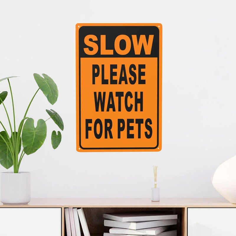 JACKGOLD Slow - Please Watch for Pets Yard Sign 12×8 in, Sturdy Aluminum Lawn Rust Free,Slow Down, Dogs At Play, Protected Street Caution Yard Signs - Image 3