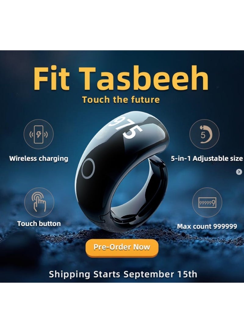 Domars 5-IN-1 Adjustable Size Smart Tasbih Zikr Ring,Smart Ring Counter,Muslim Islamic Prayer Smart Rings, Tasbih Counter Smart Ring, Tasbeeh Smart Counter, Digital Electronic Smart Tally Counter for Prayer (Black, 16.5MM+18MM+20MM+22MM+23.9MM) - Image 4