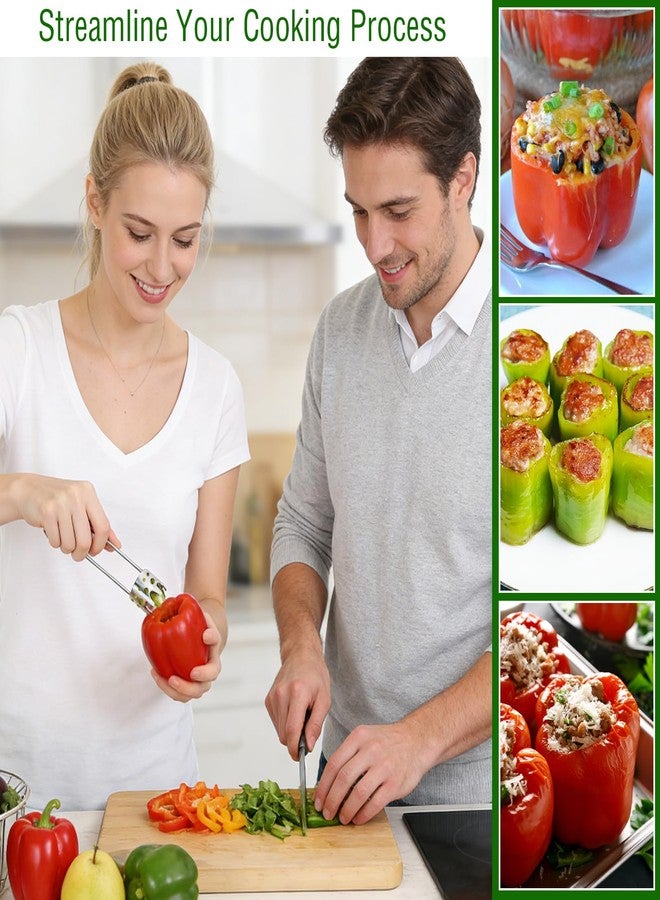 BADAO 2PCS Apple Corer Tool,Bell Pepper Corer Seed Remover Tool,Stainless Steel Fruit Vegetable Corer Tool Kitchen Gadget for Pineapple,Pear,Tomato,Jalapeno Corer Tool Pepper Seed Corer,Easy to Clean - Image 3