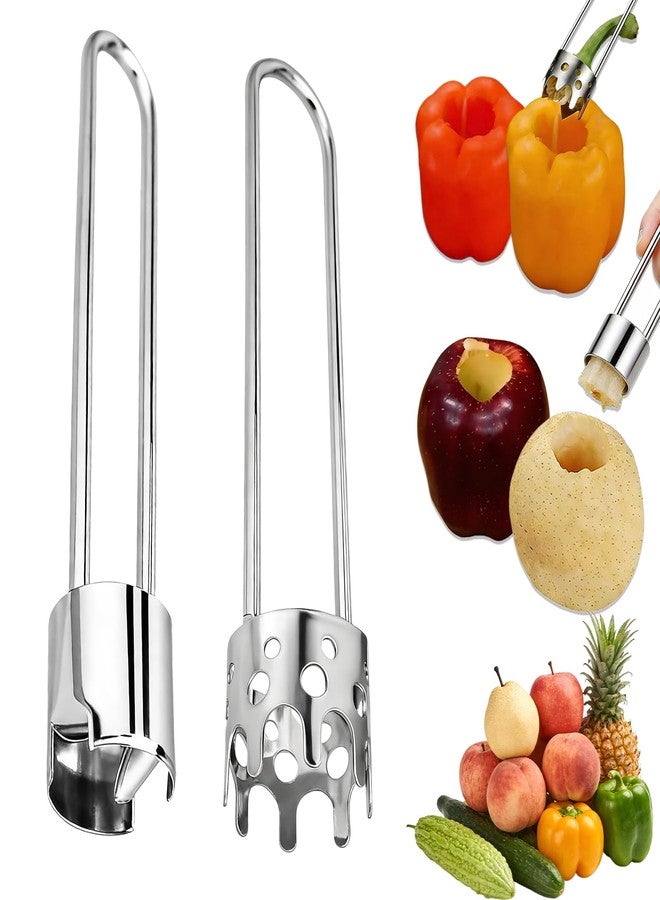 BADAO 2PCS Apple Corer Tool,Bell Pepper Corer Seed Remover Tool,Stainless Steel Fruit Vegetable Corer Tool Kitchen Gadget for Pineapple,Pear,Tomato,Jalapeno Corer Tool Pepper Seed Corer,Easy to Clean - Image 1